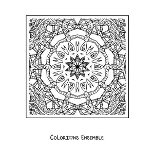 Image à colorier d'un mandala carré pour se détendre