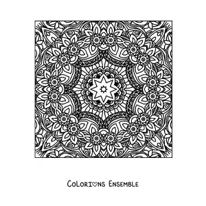 Image à colorier d'un mandala carré pour se détendre