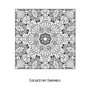 Image à colorier d'un mandala carré pour se détendre