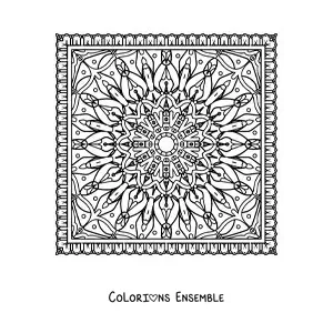 Image à colorier d'un mandala carré
