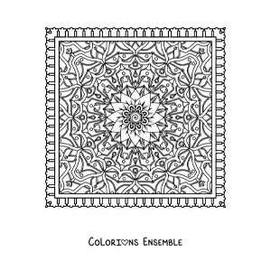 Image à colorier d'un mandala carré