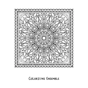 Image à colorier d'un mandala carré