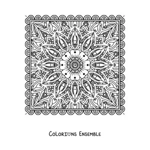 Image à colorier d'un mandala carré