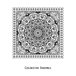 Image à colorier d'un mandala carré
