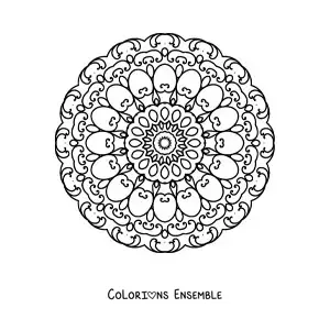 Image à colorier d'un mandala rond facile