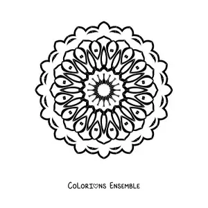 Image à colorier d'un mandala rond facile