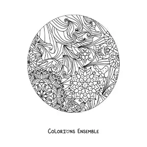 Image à colorier d'un mandala circulaire dans le style Zentangle