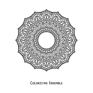Image à colorier d'un mandala circulaire dans le style Zentangle