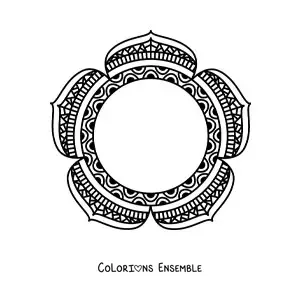 Image à colorier d'un mandala circulaire avec des fleurs