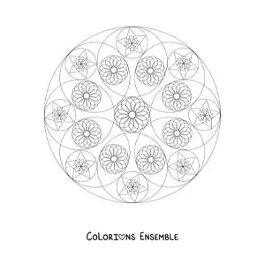 Image à colorier d'un mandala circulaire avec des formes géométriques
