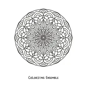 Image à colorier d'un mandala circulaire pour adultes
