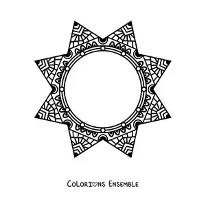 Image à colorier d'un mandala circulaire en forme d'étoile