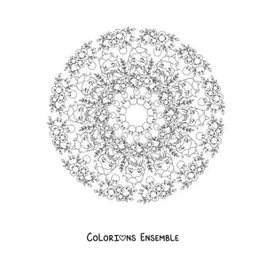 Image à colorier d'un mandala kawaii avec des licornes et des fleurs