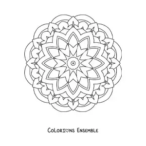 Image à colorier d'un mandala indien facile