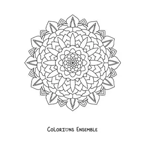 Image à colorier d'un mandala indien facile