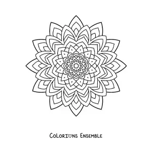 Image à colorier d'un mandala indien facile