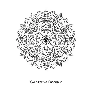 Image à colorier d'un mandala indien dans le style Zentangle