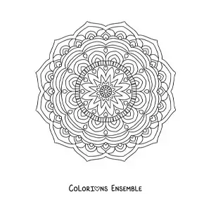 Image à colorier d'un mandala indien dans le style Zentangle