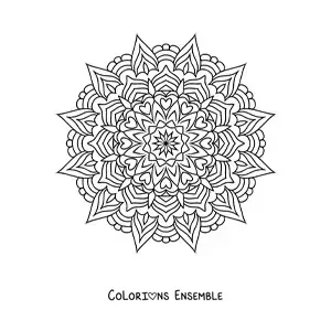 Image à colorier d'un mandala indien dans le style Zentangle