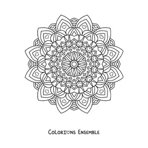 Image à colorier d'un mandala indien difficile