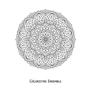 Image à colorier d'un mandala indien difficile