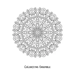 Image à colorier d'un mandala indien difficile