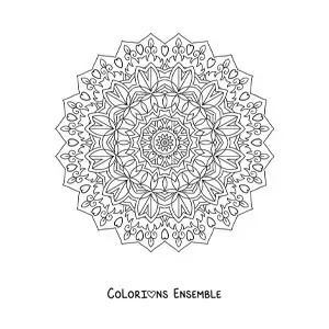 Image à colorier d'un mandala indien difficile