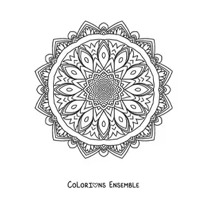 Image à colorier d'un mandala indien pour adultes