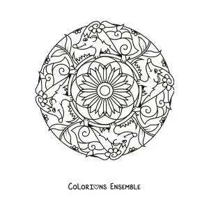 Image à colorier d'un mandala de porcs-épics