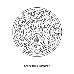 Image à colorier d'un mandala de méduse
