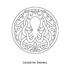Image à colorier d'un mandala de poulpe