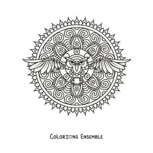 Image à colorier d'un mandala de hibou