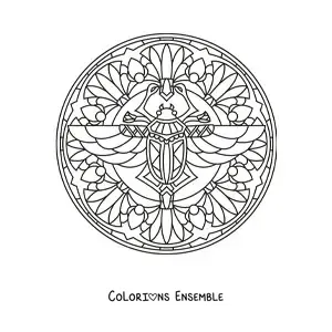 Image à colorier d'un mandala de scarabée