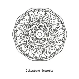 Image à colorier d'un mandala d'hippocampes