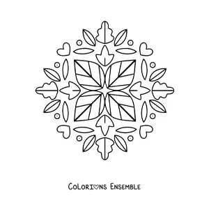 Image à colorier d'un mandala avec des feuilles d'automne