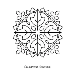 Image à colorier d'un mandala avec des feuilles d'automne