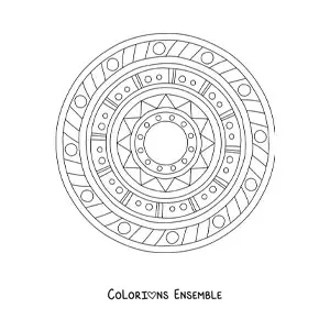 Image à colorier d'un mandala de fleurs et de feuilles