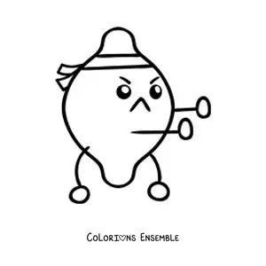 Image à colorier d’un citron rigolo habillé en karatéka