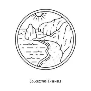 Image à colorier d'un paysage du littoral