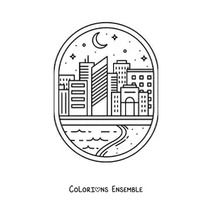 Image à colorier d'une ville avec une rivière