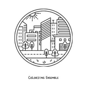 Image à colorier d'une ville
