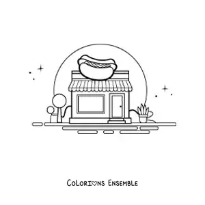 Image à colorier d'un stand de hot-dogs