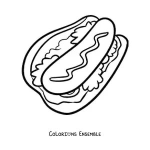 Image à colorier d'un grand hot-dog