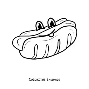 Image à colorier d'un hot-dog rigolo