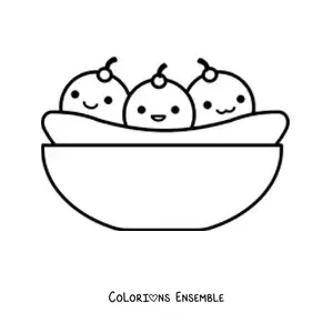 Image à colorier d’un banana split kawaii dans une assiette