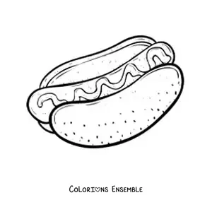 Image à colorier d'un hot-dog facile