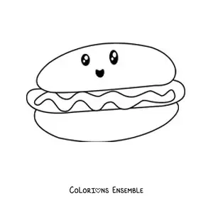 Image à colorier d'un hot-dog kawaii