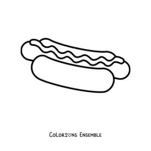 Image à colorier d'un hot-dog tout simple