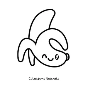 Image à colorier d’une banane kawaii qui fait un clin d’œil