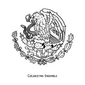 Image à colorier du blason du drapeau du Mexique